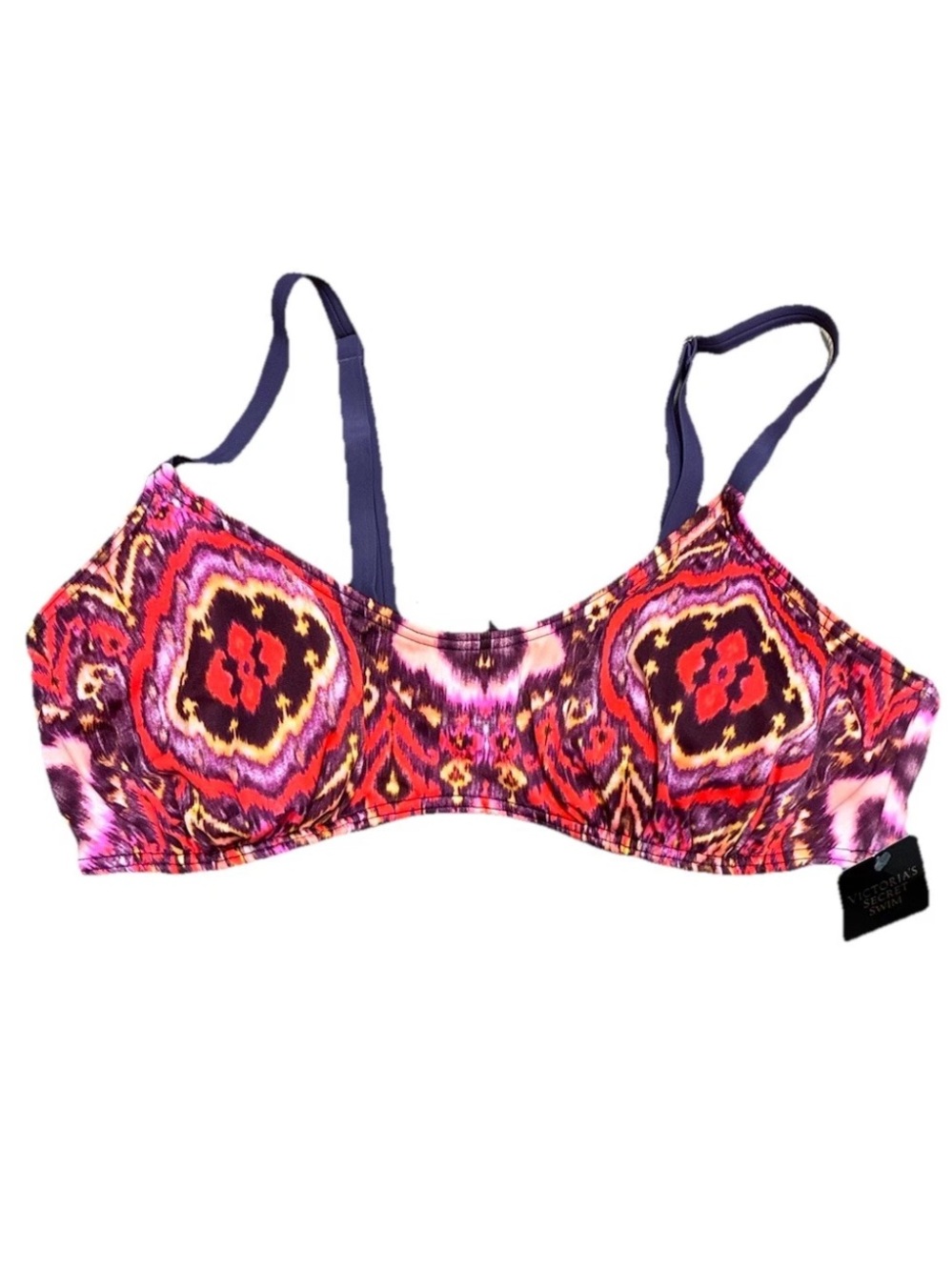 Victoria’s Secret Swim Bikini Top Pink Purple Boho Print Y2K Swimwear Size Large